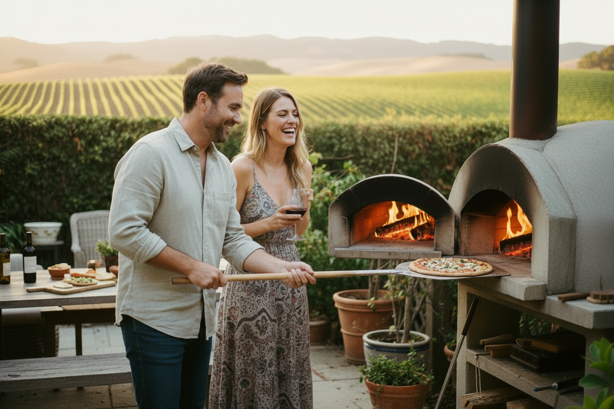 Napa wine country pizza oven close